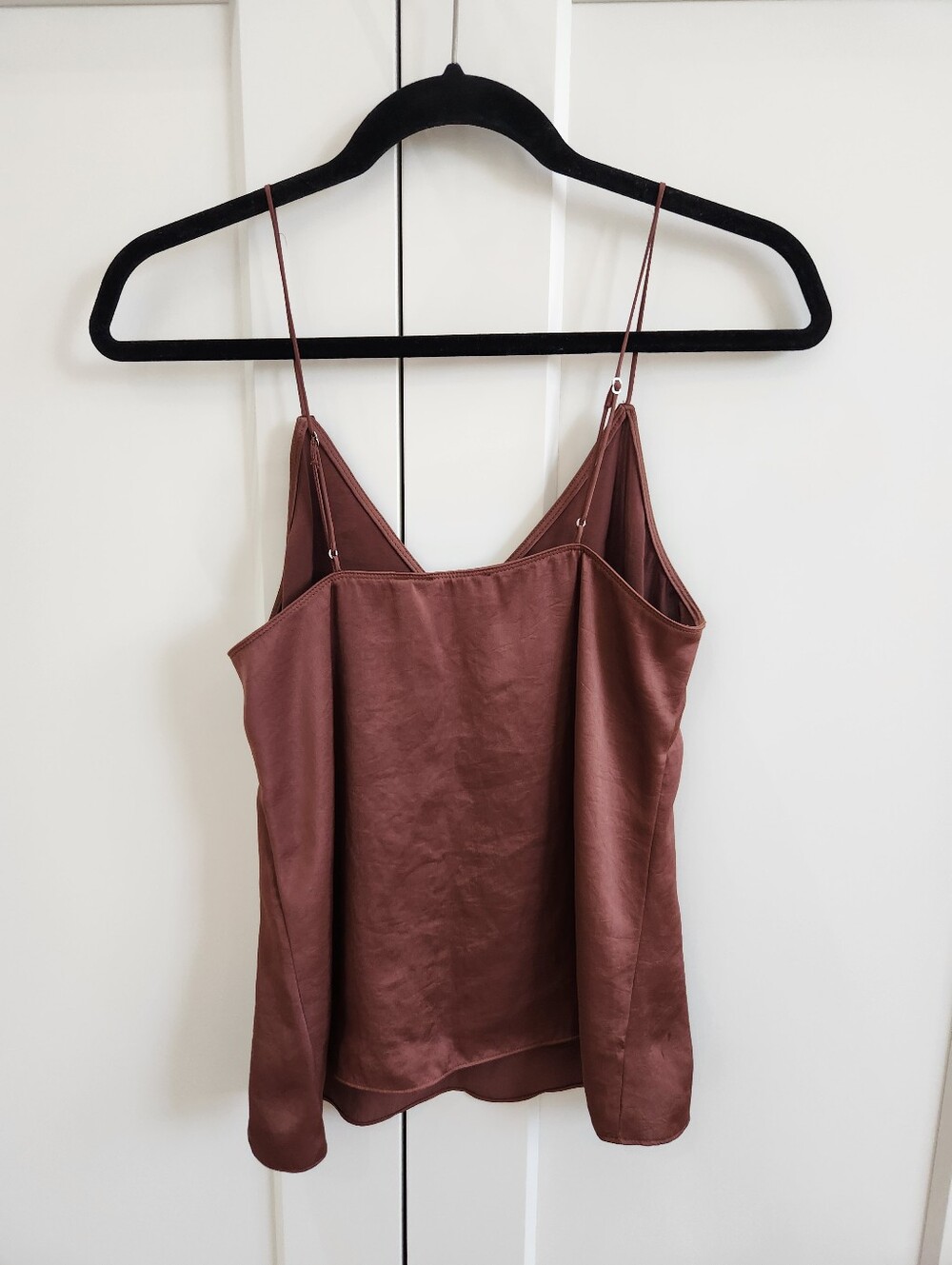 Aritzia Satin V-Neck Cami in Mauve Brown - Picture 2 of 5
